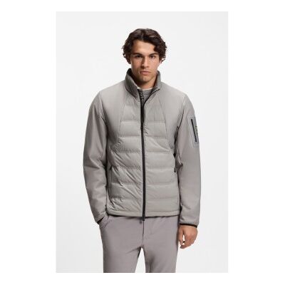 Bosstil Mænd. 50552084 Vandafvisende Jakke Med Gråt Dunfyld (L), Casual, Polyester, Lange Ærmer Bosstil Mænd. 50552084 Vandafvisende Jakke Med Gråt Dunfyld (L), Casual, Polyester, Lange Ærmer
