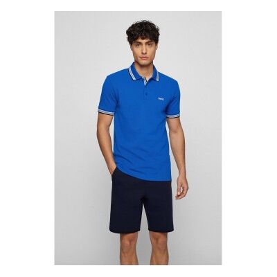 Bosstil Mænd. 50469055 Regular Fit Poloshirt Med Detaljer Logo Blå (S), Casual, Bomuld, Korte Ærmer Bosstil Mænd. 50469055 Regular Fit Poloshirt Med Detaljer Logo Blå (S), Casual, Bomuld, Korte Ærmer