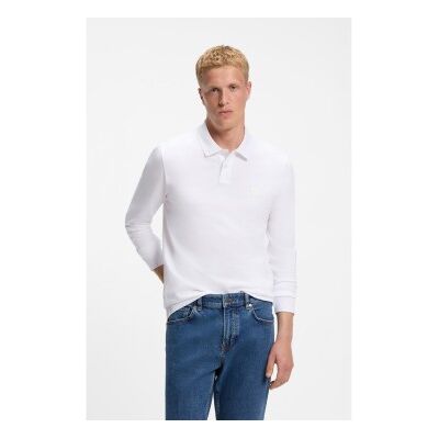 Bosstil Mænd. 50507704 Slim Fit Poloshirt I Hvid Piqué (L), Casual, Bomuld, Klassisk, Lange Ærmer Bosstil Mænd. 50507704 Slim Fit Poloshirt I Hvid Piqué (L), Casual, Bomuld, Klassisk, Lange Ærmer