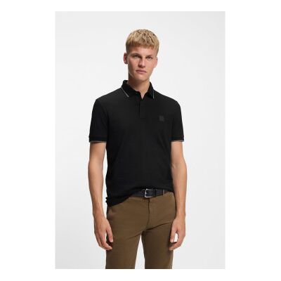 Bosstil Mænd. 50507699 Passertip Polo Shirt Sort (M), Casual, Syntetisk, Korte Ærmer Bosstil Mænd. 50507699 Passertip Polo Shirt Sort (M), Casual, Syntetisk, Korte Ærmer