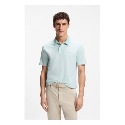 Bosstil Mænd. 50507814 Poloshirt I Bomuldspiqué Med Turkis Logoprint (M), Casual, Korte Ærmer Bosstil Mænd. 50507814 Poloshirt I Bomuldspiqué Med Turkis Logoprint (M), Casual, Korte Ærmer