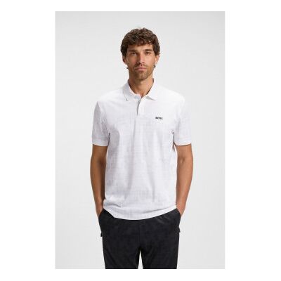 Bosstil Mænd. 50548325 Polo Clash Hvid (L), Casual, Bomuld, Korte Ærmer Bosstil Mænd. 50548325 Polo Clash Hvid (L), Casual, Bomuld, Korte Ærmer