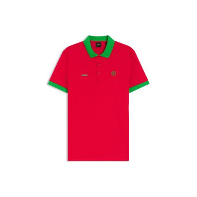 Bosstil Mænd. 50559263 Padddy-Poloshirt Med Røde Flagdetaljer (M), Casual, Bomuld, Korte Ærmer Bosstil Mænd. 50559263 Padddy-Poloshirt Med Røde Flagdetaljer (M), Casual, Bomuld, Korte Ærmer