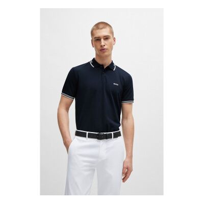 Bosstil Mænd. 50506193 Paul Navy Polo Shirt (Xl), Casual, Bomuld, Korte Ærmer, Blå Bosstil Mænd. 50506193 Paul Navy Polo Shirt (Xl), Casual, Bomuld, Korte Ærmer, Blå