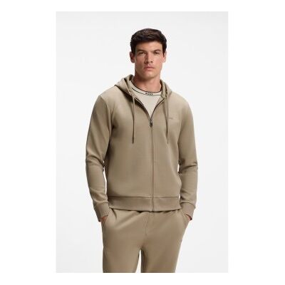 Bosstil Mænd. 50555495 Beige Hættetrøje I Bomuldsstretch Med Lynlås (Xl), Casual Bosstil Mænd. 50555495 Beige Hættetrøje I Bomuldsstretch Med Lynlås (Xl), Casual