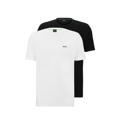 Bosstil Mænd. 50478019 Pakke 2 Logo T-Shirts Sort, Hvid (L), Casual, Korte Ærmer, Økologisk Bomuld, Bæredygtig Bosstil Mænd. 50478019 Pakke 2 Logo T-Shirts Sort, Hvid (L), Casual, Korte Ærmer, Økologisk Bomuld, Bæredygtig