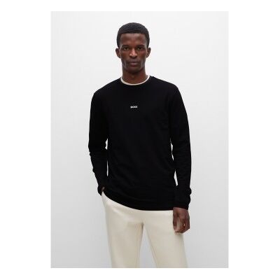 Bosstil Mænd. 50473286 Chark T-Shirt Sort (Xxl), Casual, Bomuld, Lange Ærmer Bosstil Mænd. 50473286 Chark T-Shirt Sort (Xxl), Casual, Bomuld, Lange Ærmer