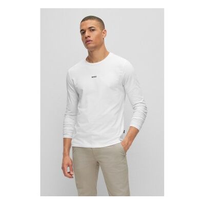 Bosstil Mænd. 50473286 Chark T-Shirt Hvid (Xxl), Casual, Bomuld, Lange Ærmer Bosstil Mænd. 50473286 Chark T-Shirt Hvid (Xxl), Casual, Bomuld, Lange Ærmer