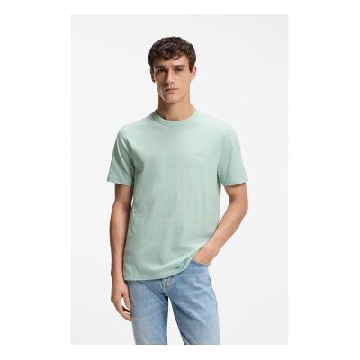 Bosstil Mænd. 50508243 Strikket T-Shirt Med Turkis Logo (3xl), Casual, Bomuld, Korte Ærmer Bosstil Mænd. 50508243 Strikket T-Shirt Med Turkis Logo (3xl), Casual, Bomuld, Korte Ærmer