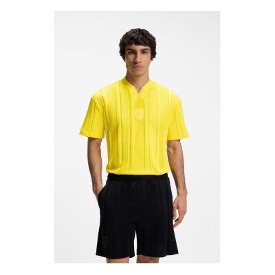 Bosstil Mænd. 50554645 Gul Tekstureret Stribet T-Shirt (S), Casual, Bomuld, Korte Ærmer Bosstil Mænd. 50554645 Gul Tekstureret Stribet T-Shirt (S), Casual, Bomuld, Korte Ærmer