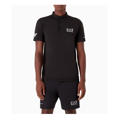 Ea7til Mænd. 8npt21_pjemz Polo Ventus7 M Serafino Sort (M), Sport, Tennis/padeltennis, Polyester, Korte Ærmer Ea7til Mænd. 8npt21_pjemz Polo Ventus7 M Serafino Sort (M), Sport, Tennis/padeltennis, Polyester, Korte Ærmer