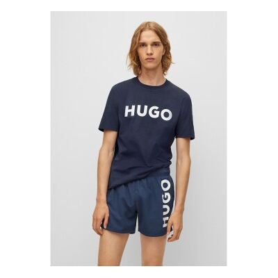 Hugotil Mænd. 50467556 T-Shirt Dulivio Navy (L), Casual, Bomuld, Korte Ærmer, Bæredygtig, Blå Hugotil Mænd. 50467556 T-Shirt Dulivio Navy (L), Casual, Bomuld, Korte Ærmer, Bæredygtig, Blå