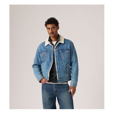 Levi'Stil Mænd. 16365-0346 Type 3 Sherpa Trucker-Jakke I Mellemblå (Xl), Casual, Bomuld, Lange Ærmer Levi'Stil Mænd. 16365-0346 Type 3 Sherpa Trucker-Jakke I Mellemblå (Xl), Casual, Bomuld, Lange Ærmer