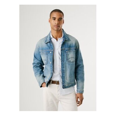 Pepe Jeanstil Mænd. Pm403168 Almindelig Jakke Horsham Blå (L), Casual, Bomuld, Denim Pepe Jeanstil Mænd. Pm403168 Almindelig Jakke Horsham Blå (L), Casual, Bomuld, Denim