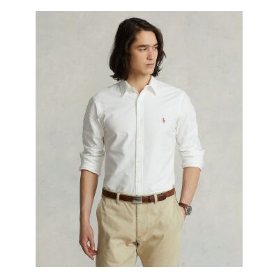 Polo Ralph Laurentil Mænd. 710549084006 Slim Fit Oxford-Skjorte Hvid (M), Casual, Bomuld, Lange Ærmer Polo Ralph Laurentil Mænd. 710549084006 Slim Fit Oxford-Skjorte Hvid (M), Casual, Bomuld, Lange Ærmer
