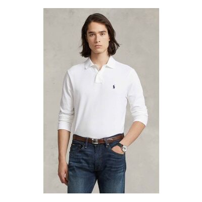 Polo Ralph Laurentil Mænd. 710681126001 Langærmet Hvid Slim Fit Piqué Polo Shirt, Hvid (Xl), Casual, Bomuld, Lange Ærmer Polo Ralph Laurentil Mænd. 710681126001 Langærmet Hvid Slim Fit Piqué Polo Shirt, Hvid (Xl), Casual, Bomuld, Lange Ærmer