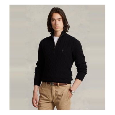 Polo Ralph Laurentil Mænd. 710876766005 Sort Strikket Pullover Med Lynlås (M), Casual, Bomuld, Klassisk Polo Ralph Laurentil Mænd. 710876766005 Sort Strikket Pullover Med Lynlås (M), Casual, Bomuld, Klassisk
