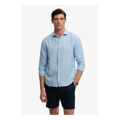 Superdrytil Mænd. M4011103a Riviera Hørskjorte Blå (M), Casual, Linned, Lange Ærmer Superdrytil Mænd. M4011103a Riviera Hørskjorte Blå (M), Casual, Linned, Lange Ærmer