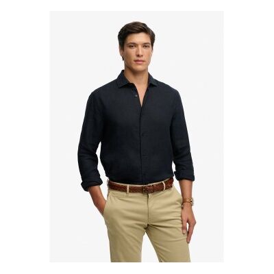 Superdrytil Mænd. M4011103a Navy Riviera-Skjorte I Hør (M), Casual, Linned, Klassisk, Lange Ærmer, Blå Superdrytil Mænd. M4011103a Navy Riviera-Skjorte I Hør (M), Casual, Linned, Klassisk, Lange Ærmer, Blå