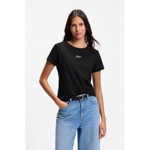 Bosstil Kvinder. 50554696 Slim Fit Bomulds-T-Shirt Med Broderet Logo, Sort (Xs), Casual, Korte Ærmer Bosstil Kvinder. 50554696 Slim Fit Bomulds-T-Shirt Med Broderet Logo, Sort (Xs), Casual, Korte Ærmer