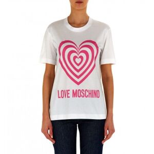 Love Moschinotil Kvinder. W 4 H06 37 M 3876 Hvid T-Shirt Med Hjerte-Logo (40), Casual, Bomuld, Korte Ærmer