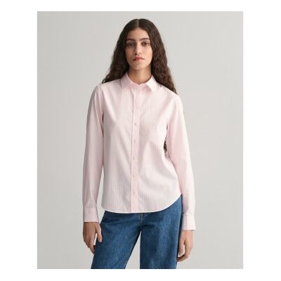 Ganttil Kvinder. 4300214 Skjorte Regular Fit Lyserød Stribet Poplinskjorte (38), Casual, Pink, Bomuld, Lange Ærmer Ganttil Kvinder. 4300214 Skjorte Regular Fit Lyserød Stribet Poplinskjorte (38), Casual, Pink, Bomuld, Lange Ærmer