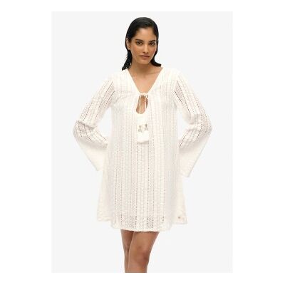 Superdrytil Kvinder. W8011933a Hvidt Minikjole Med Blonder, Ibiza (S), Casual, Bomuld, Lange Ærmer Superdrytil Kvinder. W8011933a Hvidt Minikjole Med Blonder, Ibiza (S), Casual, Bomuld, Lange Ærmer