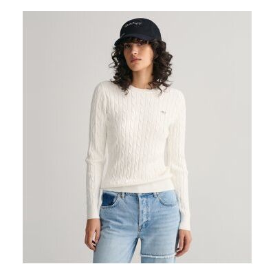 Ganttil Kvinder. 4800100 Hvid Sweater Med Rund Hals (S), Casual, Økologisk Bomuld Ganttil Kvinder. 4800100 Hvid Sweater Med Rund Hals (S), Casual, Økologisk Bomuld