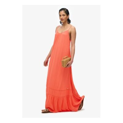 Superdrytil Kvinder. W8011955a Lang Stropkjole Orange (M), Casual, Party, Viscose, Uden Ærmer/stropper Superdrytil Kvinder. W8011955a Lang Stropkjole Orange (M), Casual, Party, Viscose, Uden Ærmer/stropper