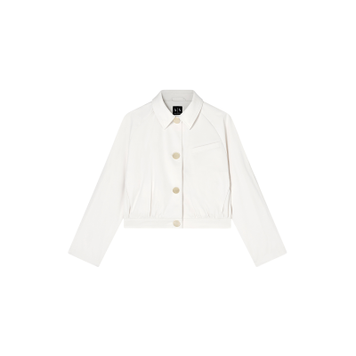 Giorgio Armani A x Armani Exchangetil Kvinder. Xw001930af21525u1003 Blouson Boxy Jakke Hvid (Xs), Casual, Bomuld, Lange Ærmer Giorgio Armani A x Armani Exchangetil Kvinder. Xw001930af21525u1003 Blouson Boxy Jakke Hvid (Xs), Casual, Bomuld, Lange Ærmer