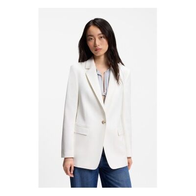 Bosstil Kvinder. 50549396 Regular Fit Hvid Crepe-Blazer Med Stretch (40), Casual, Polyester Bosstil Kvinder. 50549396 Regular Fit Hvid Crepe-Blazer Med Stretch (40), Casual, Polyester