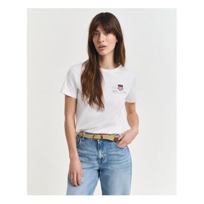 Ganttil Kvinder. 4200277 Archive Shield T-Shirt Hvid (Xs), Casual, Bomuld, Korte Ærmer Ganttil Kvinder. 4200277 Archive Shield T-Shirt Hvid (Xs), Casual, Bomuld, Korte Ærmer