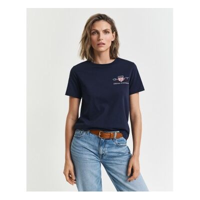 Ganttil Kvinder. 4200277 Archive Shield T-Shirt Navy (M), Casual, Bomuld, Korte Ærmer, Blå Ganttil Kvinder. 4200277 Archive Shield T-Shirt Navy (M), Casual, Bomuld, Korte Ærmer, Blå