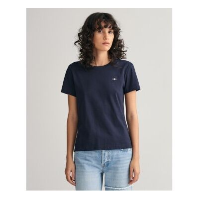 Ganttil Kvinder. 4200200 Shield T-Shirt Navy (Xl), Casual, Bomuld, Korte Ærmer, Blå Ganttil Kvinder. 4200200 Shield T-Shirt Navy (Xl), Casual, Bomuld, Korte Ærmer, Blå