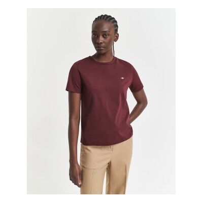 Ganttil Kvinder. 4200200 Shield T-Shirt Bordeaux (Xl), Casual, Rødbrun, Bomuld, Korte Ærmer Ganttil Kvinder. 4200200 Shield T-Shirt Bordeaux (Xl), Casual, Rødbrun, Bomuld, Korte Ærmer