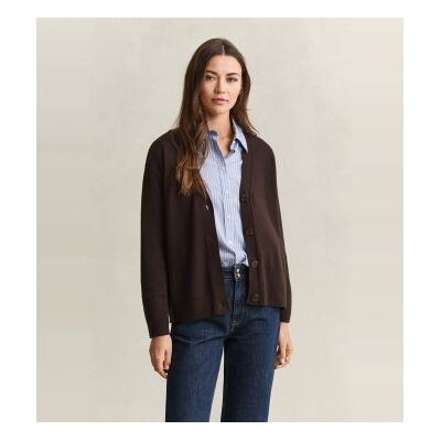 Ganttil Kvinder. 4802170 Superfine Lambswool Cardigans I Brun (M), Bomuld, Klassisk Ganttil Kvinder. 4802170 Superfine Lambswool Cardigans I Brun (M), Bomuld, Klassisk