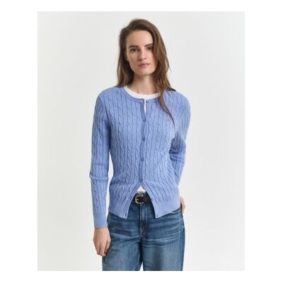 Ganttil Kvinder. 4800103 Blå Cardigan I 8-Maskers Strik (Xs), Casual, Bomuld, Klassisk Ganttil Kvinder. 4800103 Blå Cardigan I 8-Maskers Strik (Xs), Casual, Bomuld, Klassisk