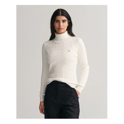 Ganttil Kvinder. 4800102 Eights Strikket Pullover Med Svanehals I Hvid Stretchbomuld (Xxl), Casual Ganttil Kvinder. 4800102 Eights Strikket Pullover Med Svanehals I Hvid Stretchbomuld (Xxl), Casual