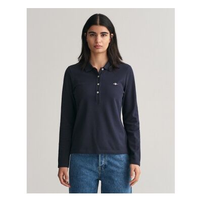 Ganttil Kvinder. 4202521 Polo Shield Marineblå (S), Casual, Bomuld, Klassisk, Lange Ærmer Ganttil Kvinder. 4202521 Polo Shield Marineblå (S), Casual, Bomuld, Klassisk, Lange Ærmer