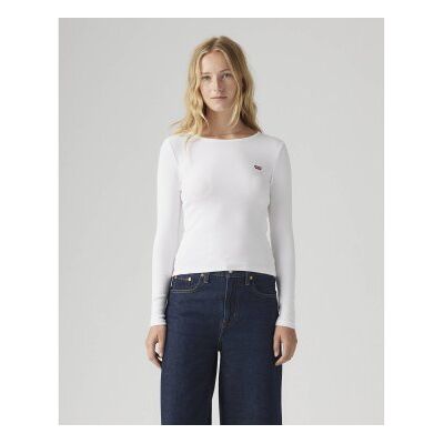 Levi'Stil Kvinder. 001j4-0003 Hayes Hvid T-Shirt (Xs), Casual, Bomuld, Lange Ærmer Levi'Stil Kvinder. 001j4-0003 Hayes Hvid T-Shirt (Xs), Casual, Bomuld, Lange Ærmer