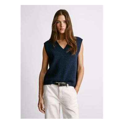 Pepe Jeanstil Kvinder. Pl7000070 Vesten Erica Navy (S), Casual, Polyester, Uden Ærmer/stropper, Blå Pepe Jeanstil Kvinder. Pl7000070 Vesten Erica Navy (S), Casual, Polyester, Uden Ærmer/stropper, Blå
