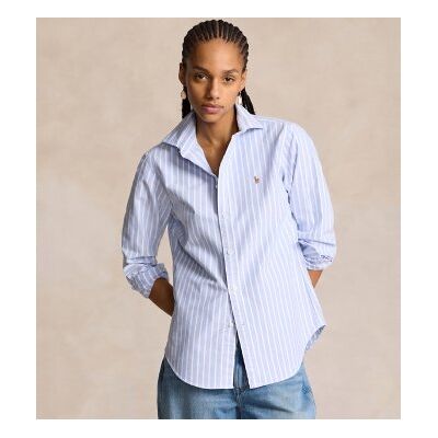 Polo Ralph Laurentil Kvinder. 211891377004 Slim Fit Oxfordskjorte Med Blå Striber (34), Casual, Bomuld, Klassisk, Lange Ærmer Polo Ralph Laurentil Kvinder. 211891377004 Slim Fit Oxfordskjorte Med Blå Striber (34), Casual, Bomuld, Klassisk, Lange Ærmer