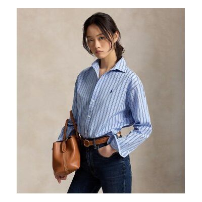 Polo Ralph Laurentil Kvinder. 211910743514 Relaxed Fit Stribet Bomuldsskjorte Blå (Xs), Casual, Lange Ærmer Polo Ralph Laurentil Kvinder. 211910743514 Relaxed Fit Stribet Bomuldsskjorte Blå (Xs), Casual, Lange Ærmer