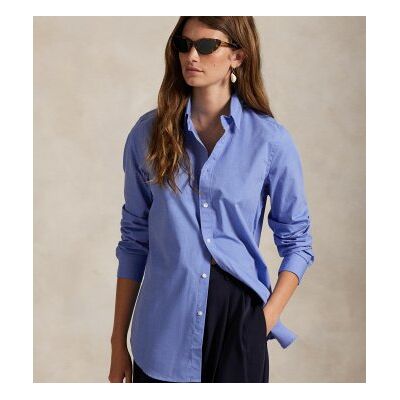 Polo Ralph Laurentil Kvinder. 211941509001 Bluse I Elastisk Bomuld, Fil-À-Fil, Blå (44), Casual, Lange Ærmer Polo Ralph Laurentil Kvinder. 211941509001 Bluse I Elastisk Bomuld, Fil-À-Fil, Blå (44), Casual, Lange Ærmer