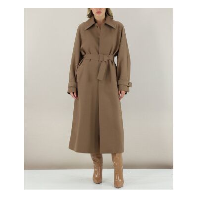 Semicouturetil Kvinder. Y5wi14 Trench Jakke Breatrix Sand (40), Beige, Casual, Polyester Semicouturetil Kvinder. Y5wi14 Trench Jakke Breatrix Sand (40), Beige, Casual, Polyester