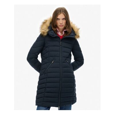 Superdrytil Kvinder. W5011999a Fuji Faux Fur Coat Navy (S), Casual, Polyester, Blå Superdrytil Kvinder. W5011999a Fuji Faux Fur Coat Navy (S), Casual, Polyester, Blå