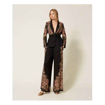 Twinsettil Kvinder. 252tp2041 Palazzo-Bukser Sort (40), Casual, Flerfarvet, Viscose Twinsettil Kvinder. 252tp2041 Palazzo-Bukser Sort (40), Casual, Flerfarvet, Viscose