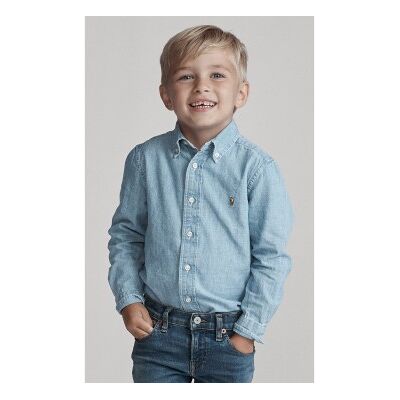 Polo Ralph Laurentil Drenge. 322703283001 Blå Cambray-Skjorte I Bomuld (6años= 124/134cm), Casual, Lange Ærmer, Børnetøj Polo Ralph Laurentil Drenge. 322703283001 Blå Cambray-Skjorte I Bomuld (6años= 124/134cm), Casual, Lange Ærmer, Børnetøj