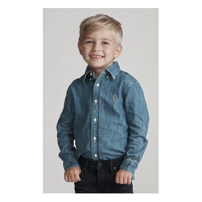 Polo Ralph Laurentil Drenge. 322713843001 Blå Skjorte I Bomuldsdenimstof (4años= 109/116cm), Casual, Lange Ærmer, Børnetøj Polo Ralph Laurentil Drenge. 322713843001 Blå Skjorte I Bomuldsdenimstof (4años= 109/116cm), Casual, Lange Ærmer, Børnetøj