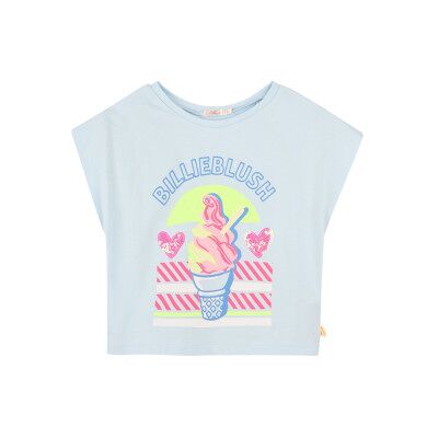 Billieblushtil Piger. U20954 T-Shirt Med Blåt Isprint (3y= 94cm), Casual, Bomuld, Korte Ærmer, Børnetøj Billieblushtil Piger. U20954 T-Shirt Med Blåt Isprint (3y= 94cm), Casual, Bomuld, Korte Ærmer, Børnetøj
